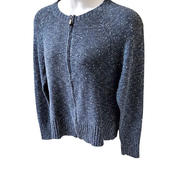 LIZ CLAIBORNE Vintage Blue Speckled Long Sleeve Zip- Up Sweater  Size Large - Picture 7 of 16